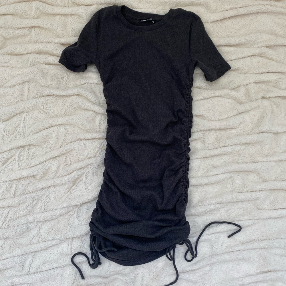 Zara ruched ribbed mini dress
